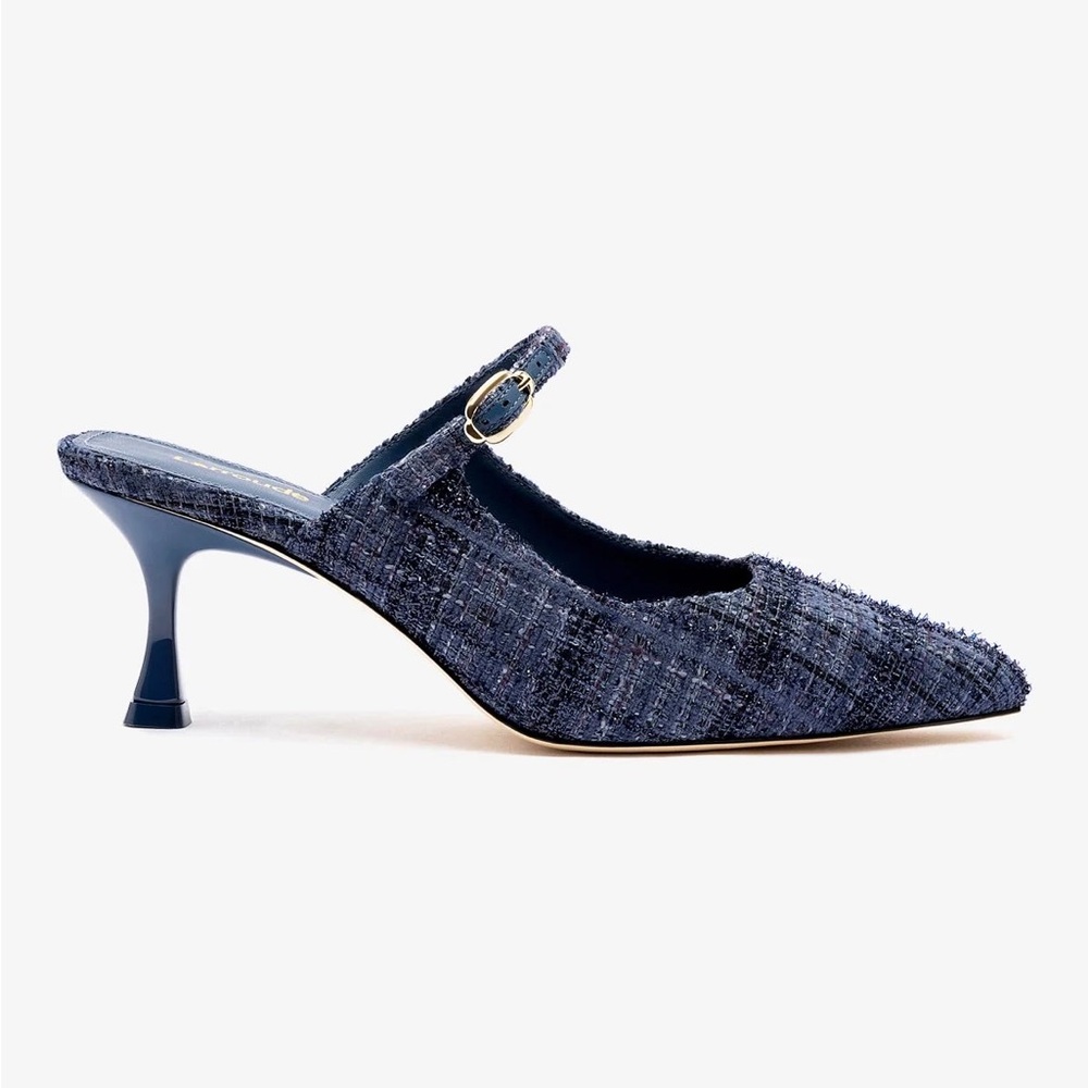 Elegant Blue Tweed Women's Heels